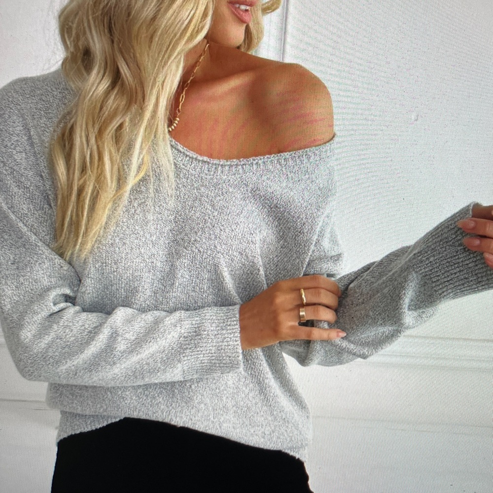 Women's Off-Shoulder Gray Sweater